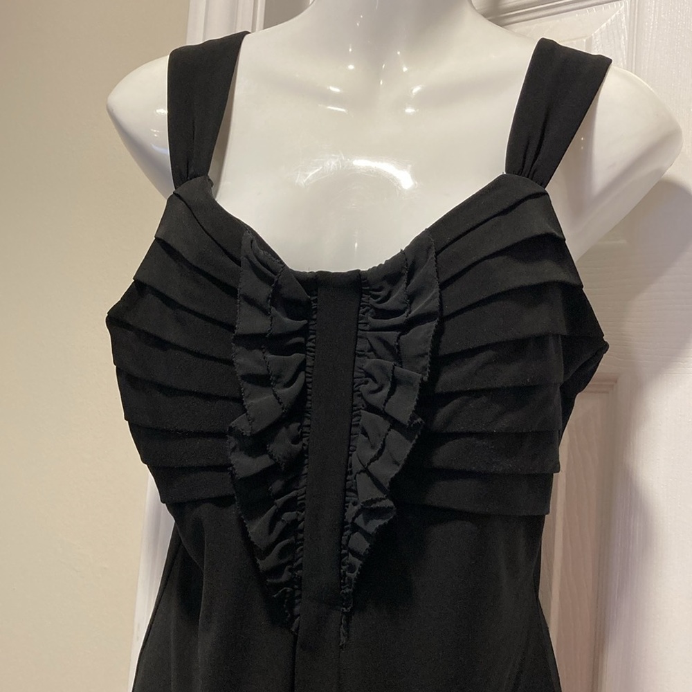 White House Black Market Black Bib Ruffle Sleeveless Tank Top Blouse - Sz M